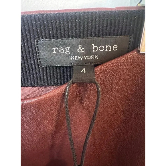 Rag & Bone Simone Lamb Leather Pants Women's 4 Stretchy NWT Brown - Picture 4 of 11